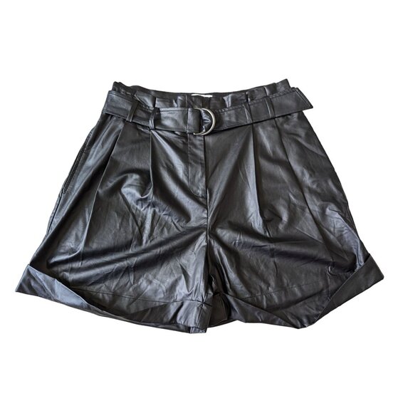 Elizabeth and James Vegan Leather High Waisted Paperbag Shorts Size 12 - Picture 1 of 7